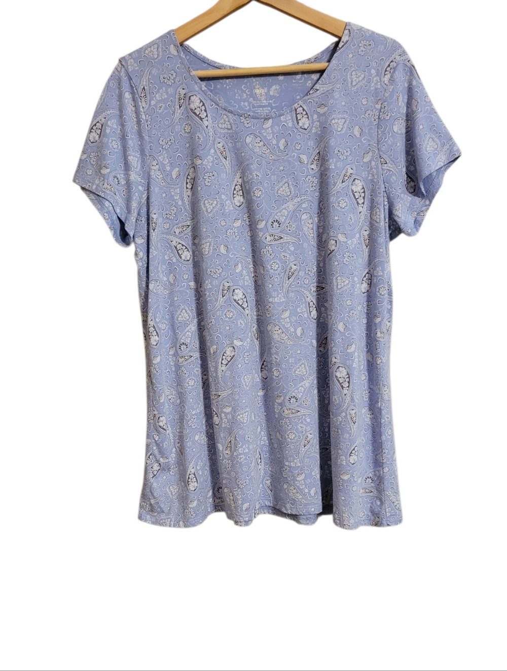 Pure Jill Blue Paisley Scoop Nexk Elliptical Tee
